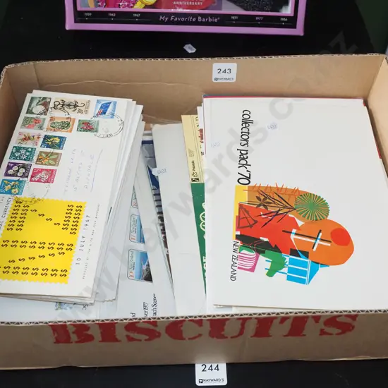box; stamps, first day covers etc