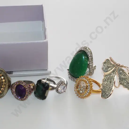 boxed of various costume rings