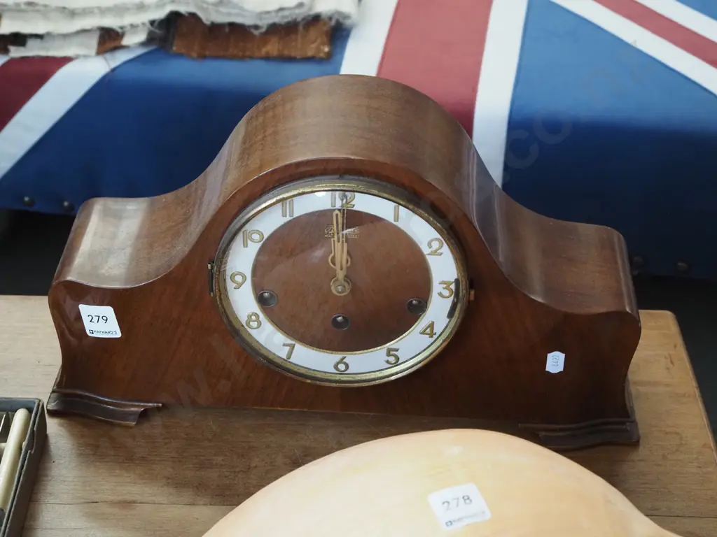 deco wood cased mantle clock Image 1++