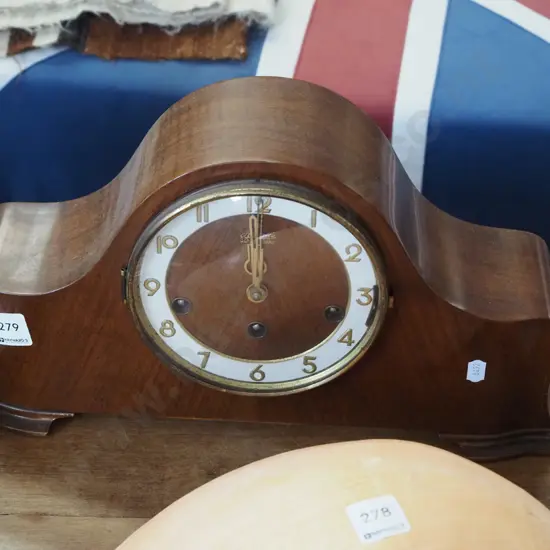 deco wood cased mantle clock