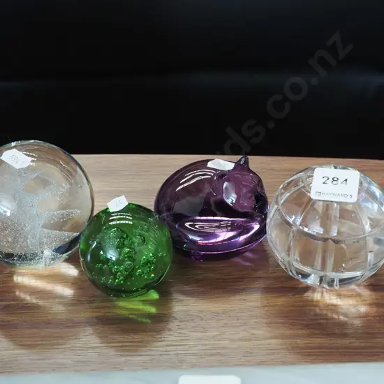 4x glass paperweights