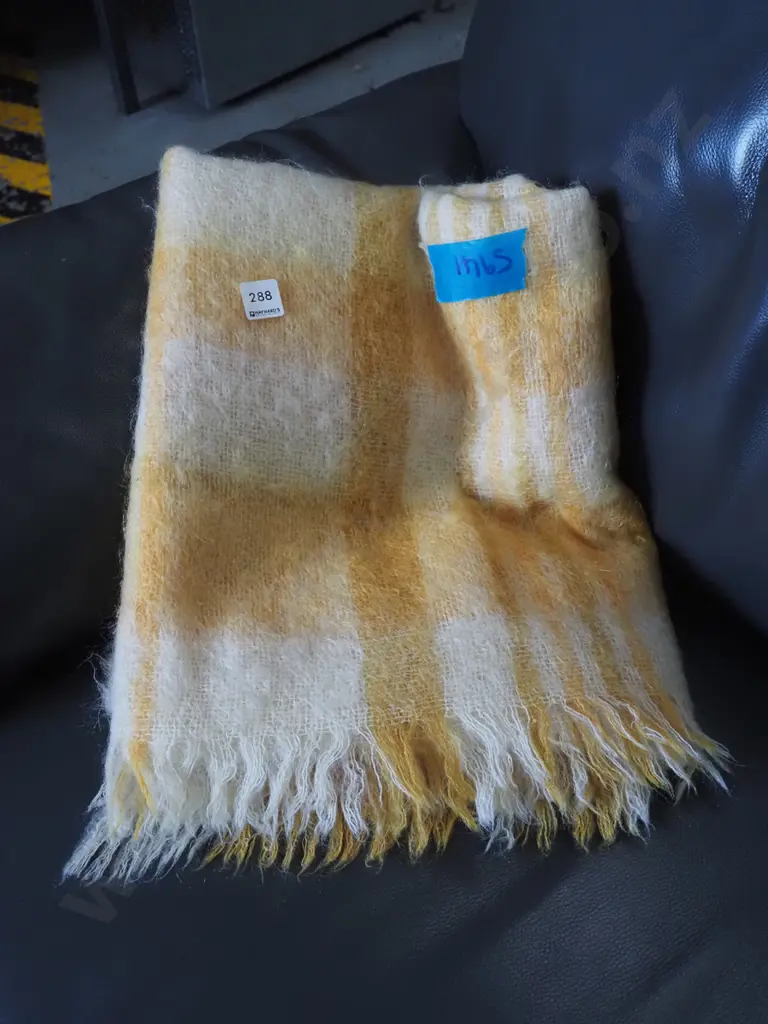 mohair yellow checked blanket Image 1++