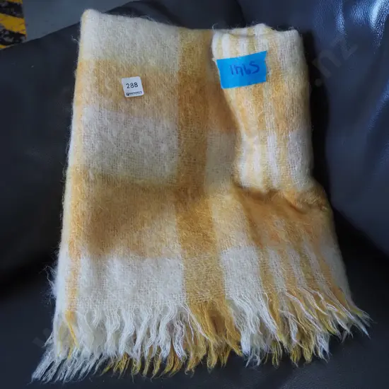 mohair yellow checked blanket
