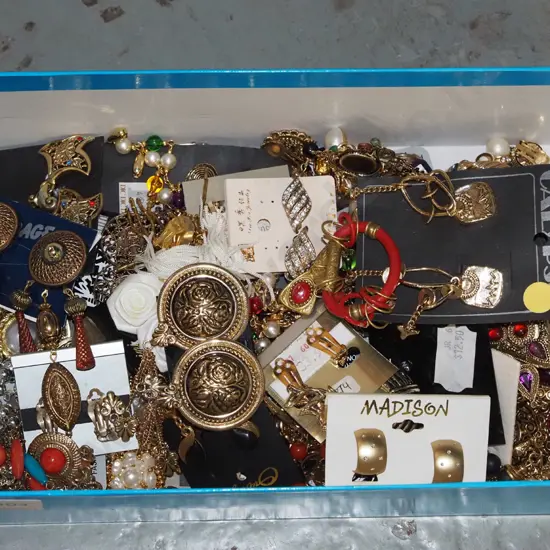 box; costume clip on earrings