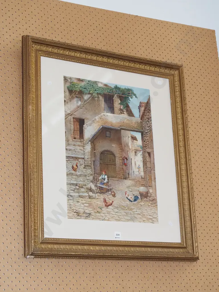 gilt framed watercolour - Roma 1916 Image 1++
