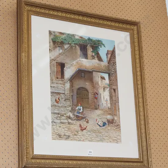 gilt framed watercolour - Roma 1916