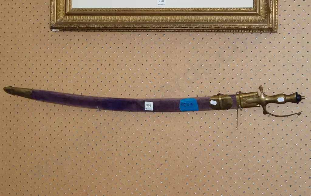 ornamental sword and scabbard - damage to or missing handle cap Image 1++