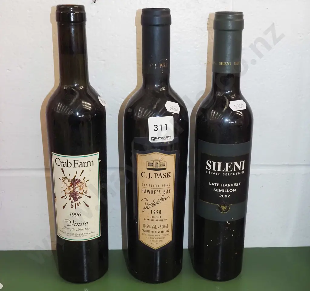 CJ Pask cabernet sauvignon 1998, Selini Semillon 2002, Crab Farm Vinito 1996 Image 1++