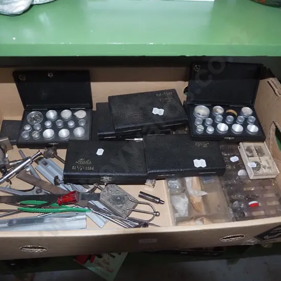 box; watch parts, canisters etc