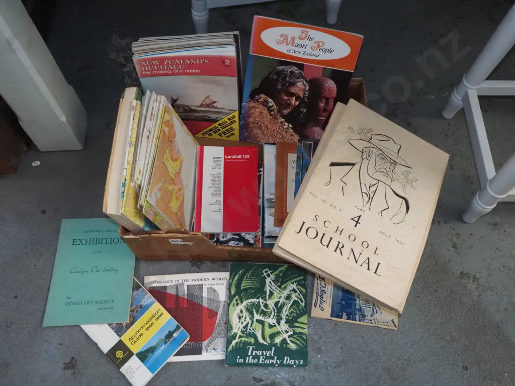 box; NZ geology maps, school journals, history magazines and other publications Image 1++