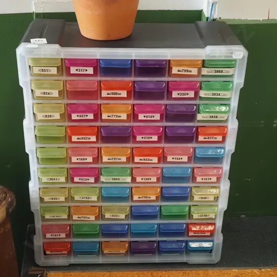 multi coloured organiser drawers