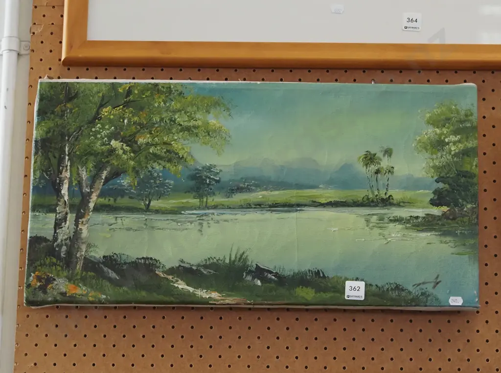 oil on canvas - river scene - some damage Image 1++