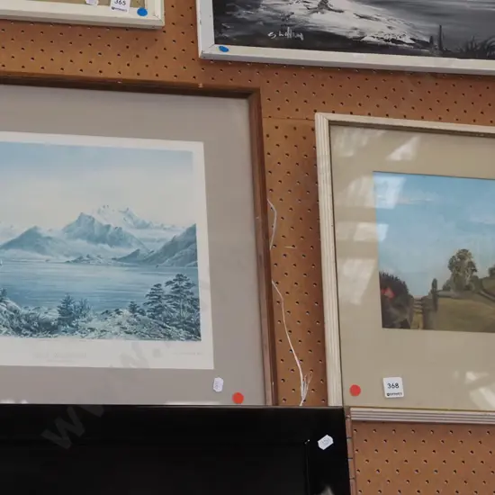 framed faded Wakatipu print, framed acrylic - landscape - red dots