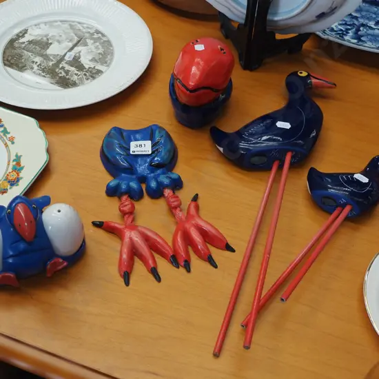 pukeko garden ornamnets - salt and pepper etc