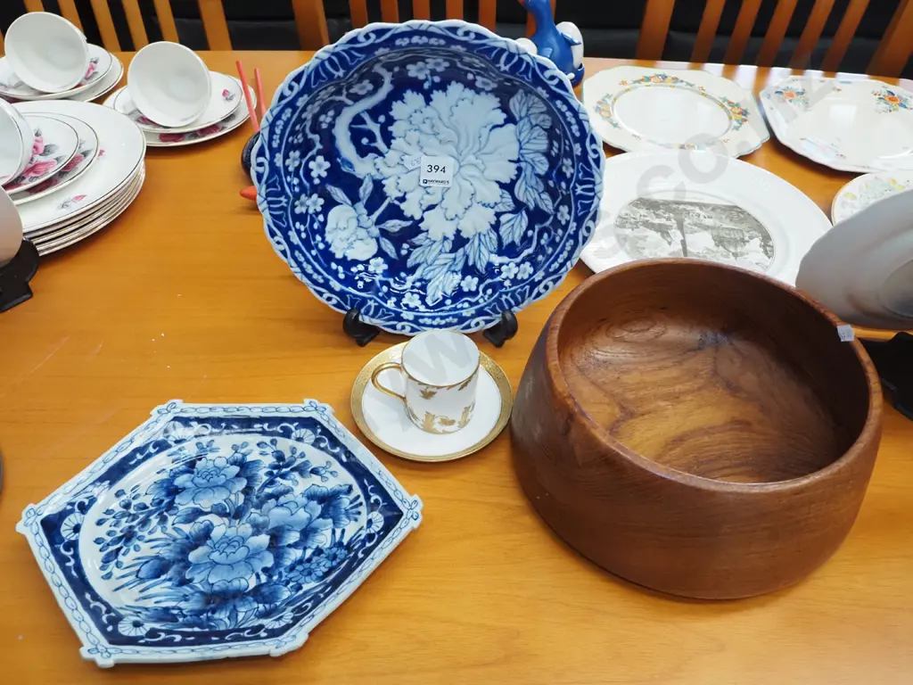 crysanthemum bowls, turned wooden bowl, demi-tasse cup and saucer Image 1++