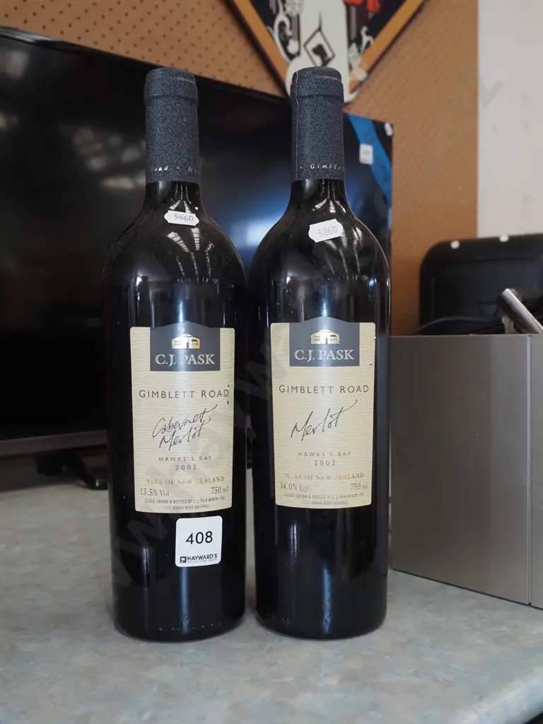 2x bottles C.J. Pask 2002 merlot Image 1++