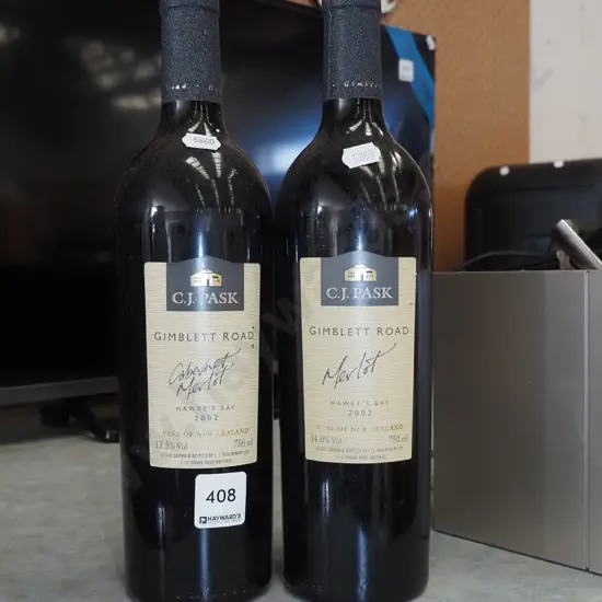 2x bottles C.J. Pask 2002 merlot