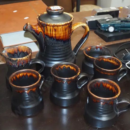 Crown Lynn coffee pot, cups etc