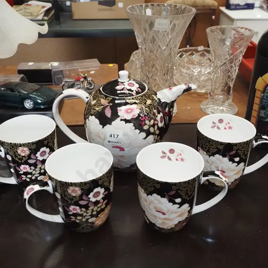 Maxwell Williams Kimono  teapot and 3 cups