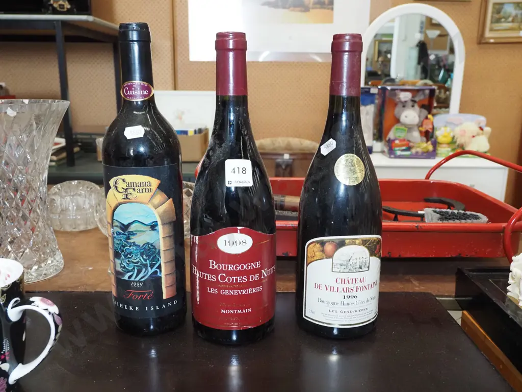 2x bottles 1990 French wine, 1x bottle 1999 Waiheke Island Forte Image 1++