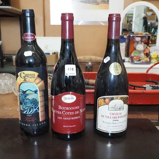 2x bottles 1990 French wine, 1x bottle 1999 Waiheke Island Forte