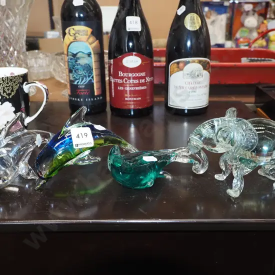 4x glass animal ornaments H100