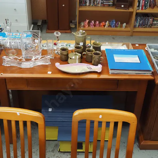 dark stained wooden single drawer hall table H790 W1240 D400