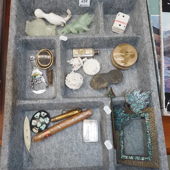 segemented tray, miracle ball, cigar, photo frame etc