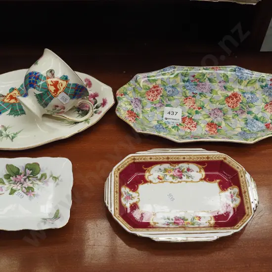 tennis set, 3x floral dishes