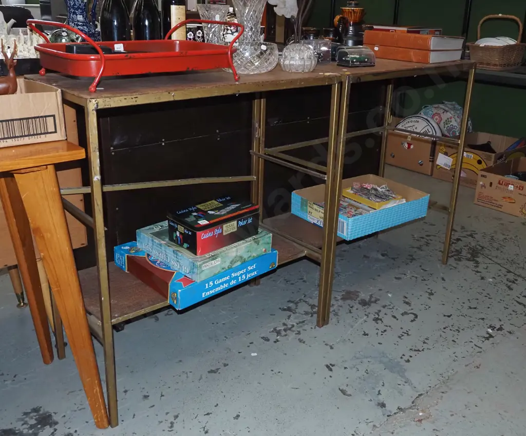 pair of metal and mdf workshop shelves H860 W770 D400 - yellow dots Image 1++
