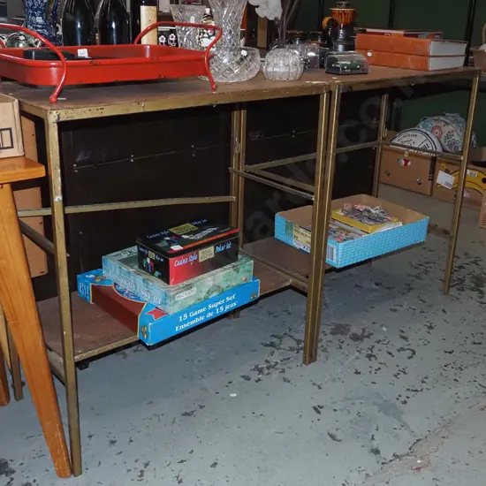 pair of metal and mdf workshop shelves H860 W770 D400 - yellow dots