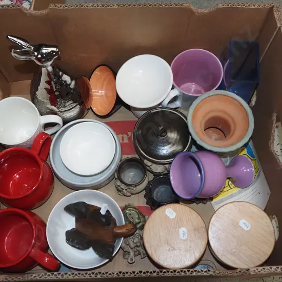 box; cups, canister, rabbit cover pot etc