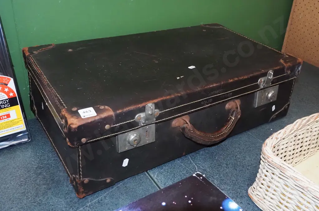 vintage bullock hide suitcase Image 1++