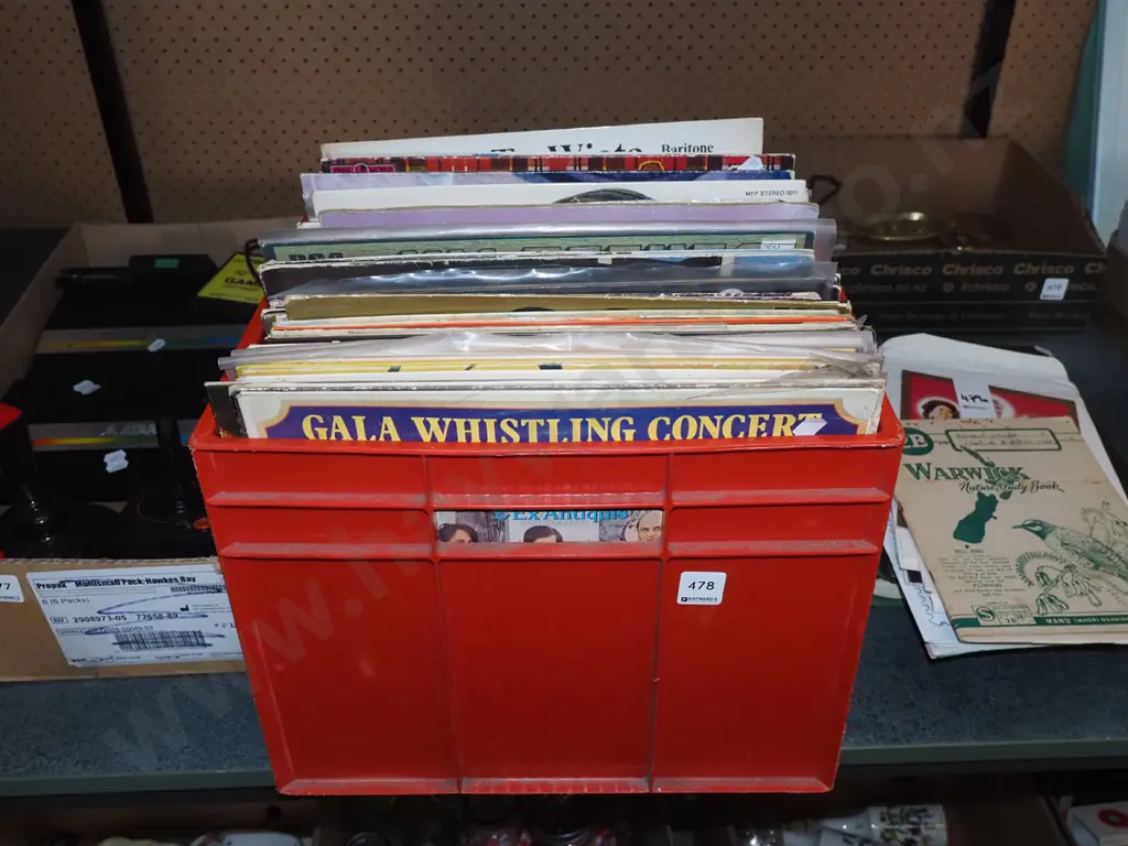 plastic tub of LPs Image 1++