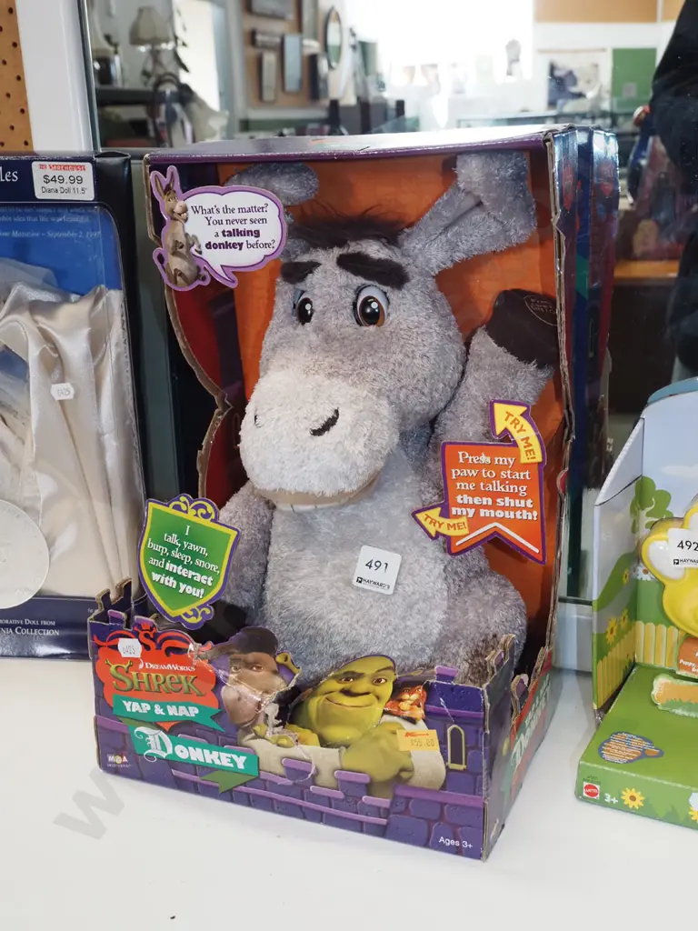 boxed Shrek Talking donkey toy - damage to box Image 1++