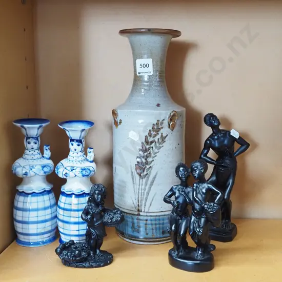 pottery vase, figurines, figural candlesticks Vase H340