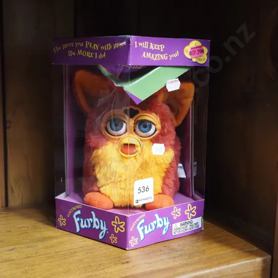 boxed Furby electronic toy - damage to box