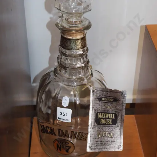 Jack Daniels glass stoppered bottle -  no contents  H330