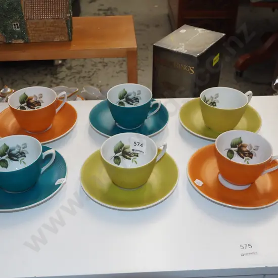 Japanese floral cups and saucers