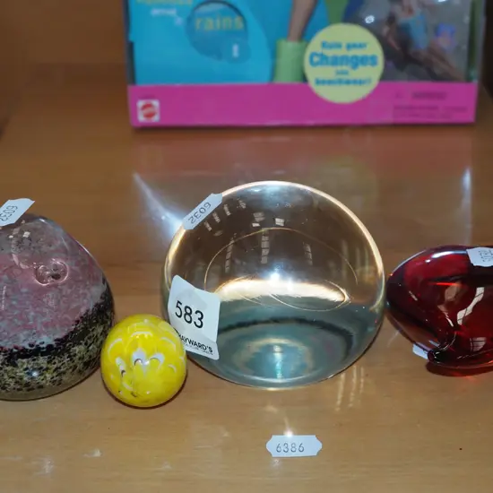 3x studio art  glass paperweights