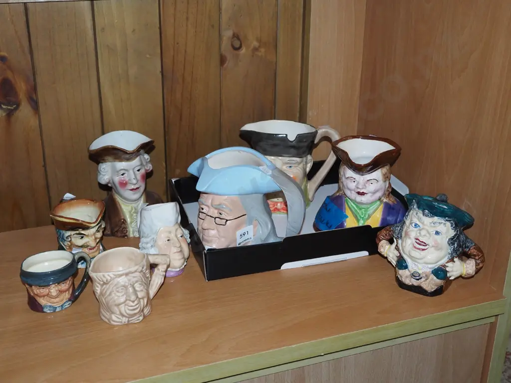 numerous character jugs, some chips / cracks Image 1++