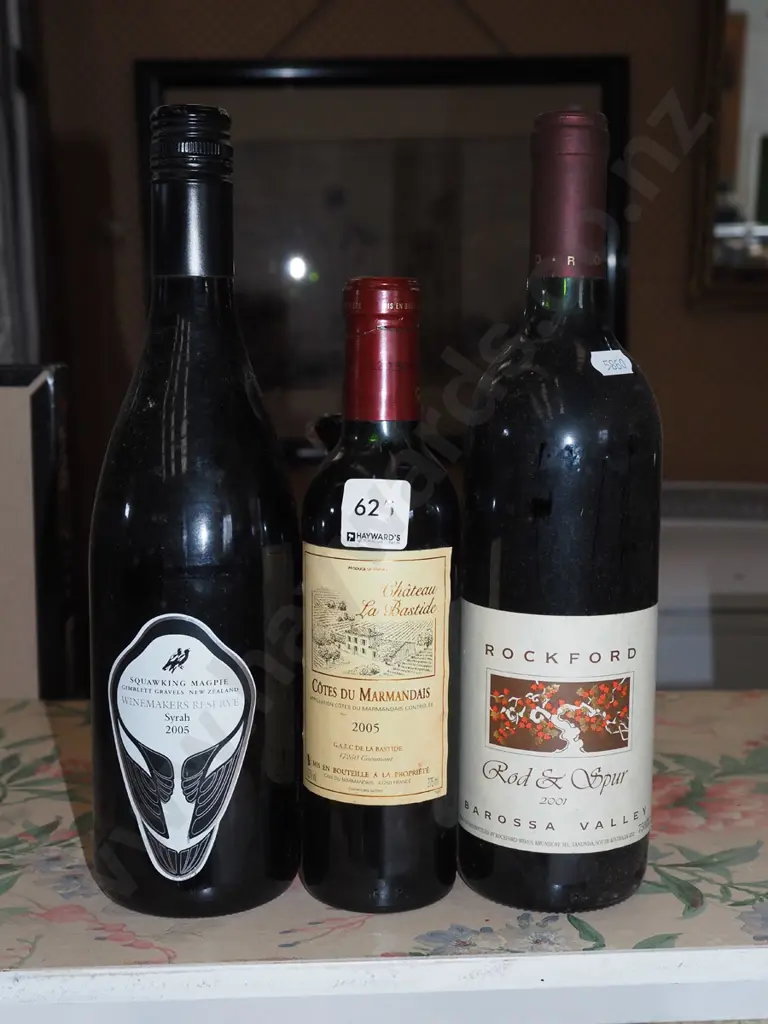 Sqwaking Magpie 2005 syrah, Cotes du Marmandus 2005 375ml, Rockford Rod & Spur 2001 Barossa Valley Image 1++