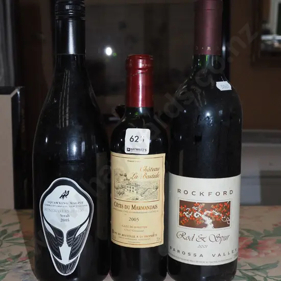 Sqwaking Magpie 2005 syrah, Cotes du Marmandus 2005 375ml, Rockford Rod & Spur 2001 Barossa Valley
