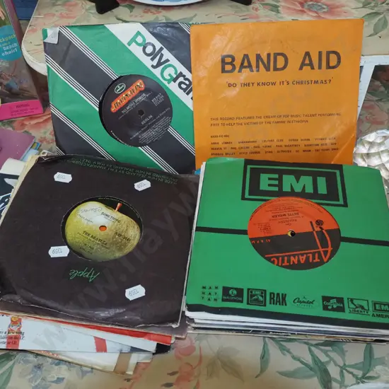 bundle of 45s; Beatles, Monkees etc