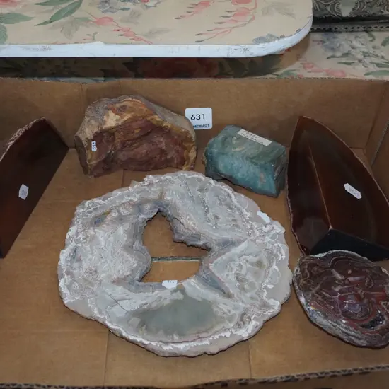 box; cut and polished stones