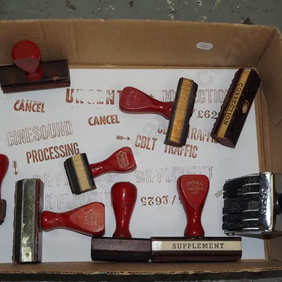 box; office rubber stamps ex CBC Toronto