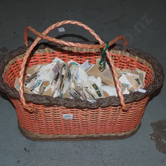 plastic basket and stamps