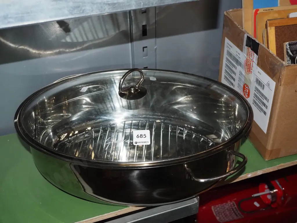 stainless steel glass baking dish with internal rack Image 1++