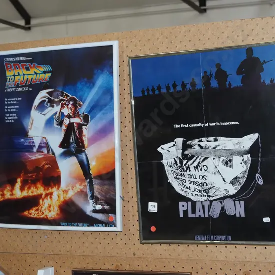 framed Back to the Future, Platoon prints - creases - red dots