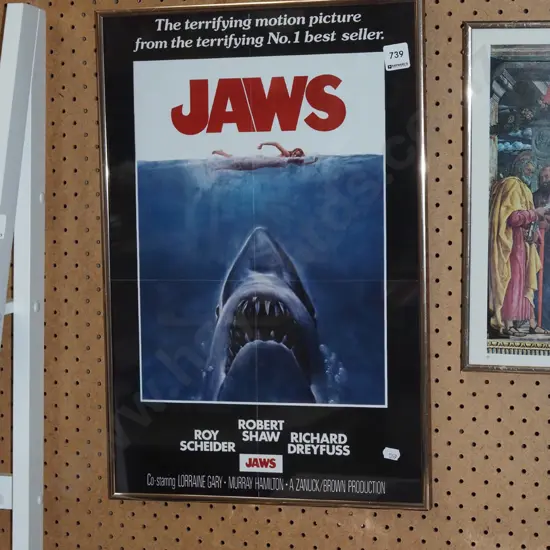 framed Jaws poster print - creases